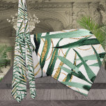 Tropical Majesty Palm Gold Fronds Wedding Neck Tie<br><div class="desc">An elegant watercolor painted tropical wedding tie featuring green majesty palm leaves and gold fronds against a natural ecru background.</div>