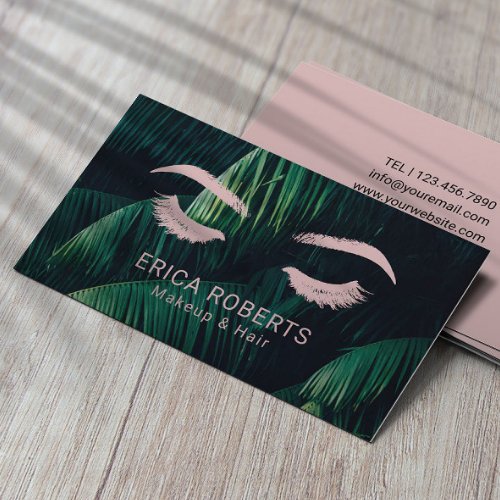 Tropical Makeup Artist Hair Stylist Pink Lashes Business Card