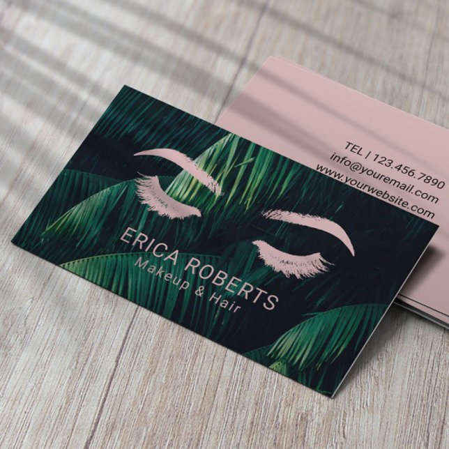 Tropical Makeup Artist Hair Stylist Pink Lashes Business Card (Creator Uploaded)