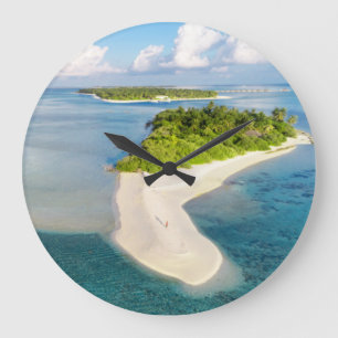 Tropical Maldives Exotic Island Paradise Large Clock