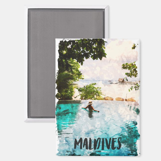 Tropical Maldives Indian Ocean Island Magnet (Front/Back)