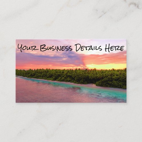 Tropical Maldives Palm Trees Island Beach Sunset Business Card