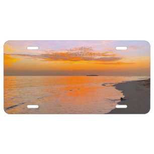 Tropical Maldives Sandy Beach Evening Sunset License Plate
