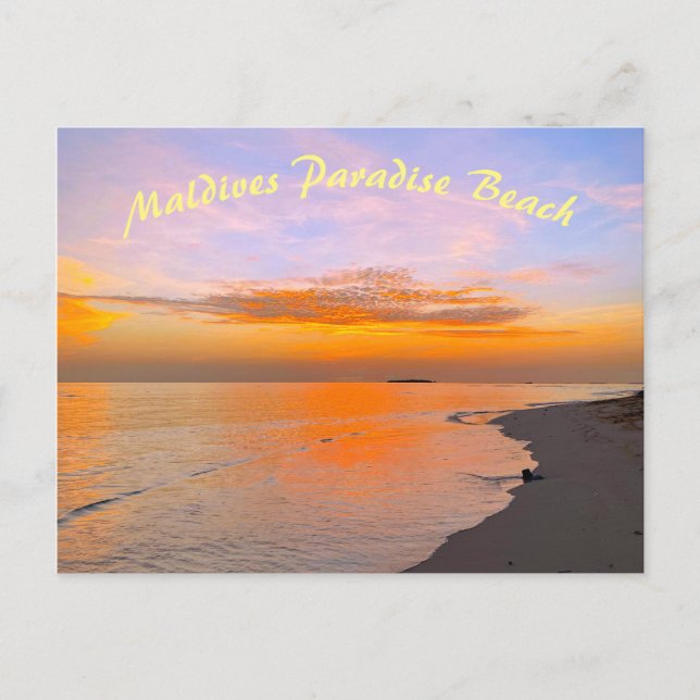 Tropical Maldives Sandy Beach Evening Sunset Postcard (Front)