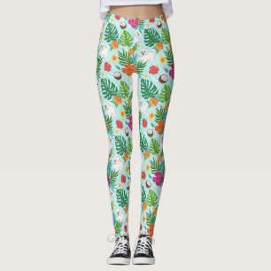 Tropical Maltese Dog Beach Vibes Leggings
