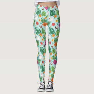 Tropical Maltese Dog Beach Vibes Leggings