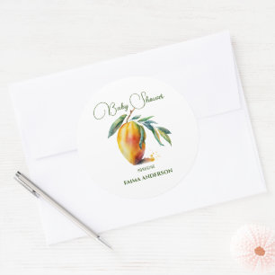 Tropical Mango   Baby Shower Classic Round Sticker