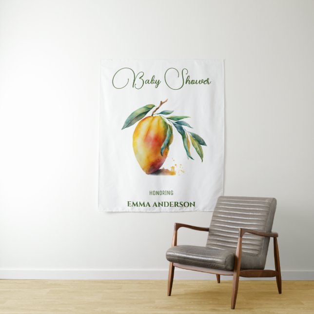 Tropical Mango | Baby Shower Tapestry (In Situ)