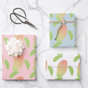 Tropical Mango Fruit Green Orange  Wrapping Paper Sheets