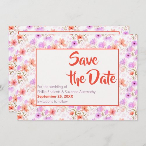 Tropical Mango Orange Floral Pattern Save the Date Invitation