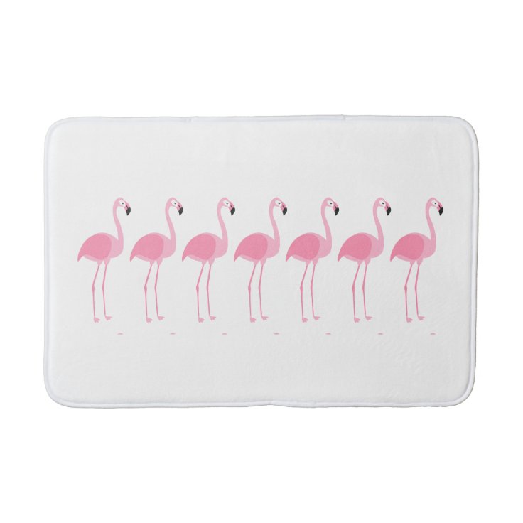 Tropical Marching Pink Flamingos Bath Mat Zazzle