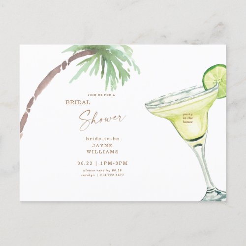 Tropical Margarita Bridal Shower  Invitation Postcard