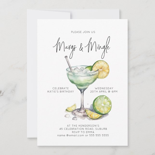 Tropical Margarita Cocktail Party Invitation (Front)
