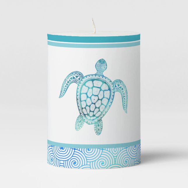 Tropical Marine Life Small Pillar Candle (Front)