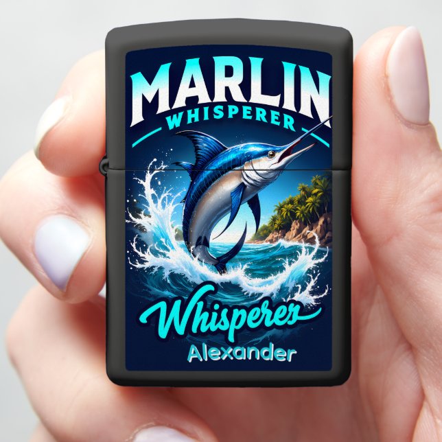 Tropical Marlin personalized Island Fishing Zippo Lighter (In Hand)