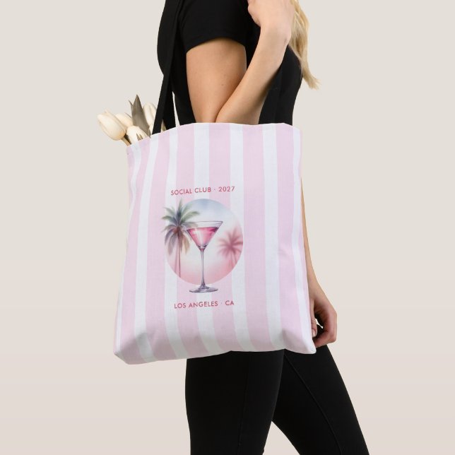 Tropical Martini Bachelorette Weekend Social Club Tote Bag (Close Up)