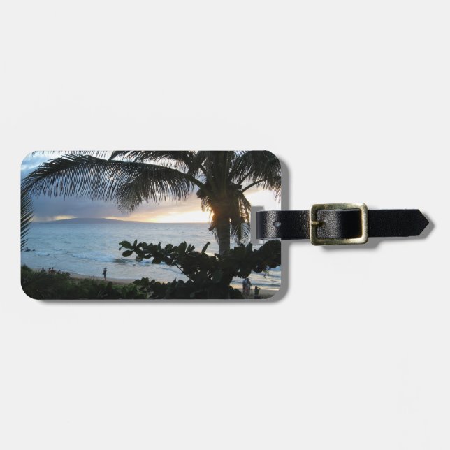 Tropical Maui, Hawaii Beach Scene Luggage Tag (Front Horizontal)
