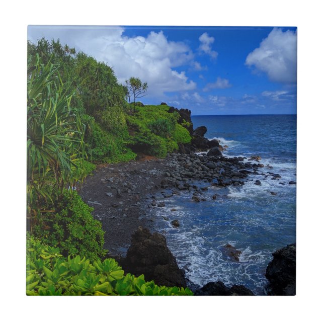 Tropical Maui Hawaiian Island Beach Ceramic Tile (Front)