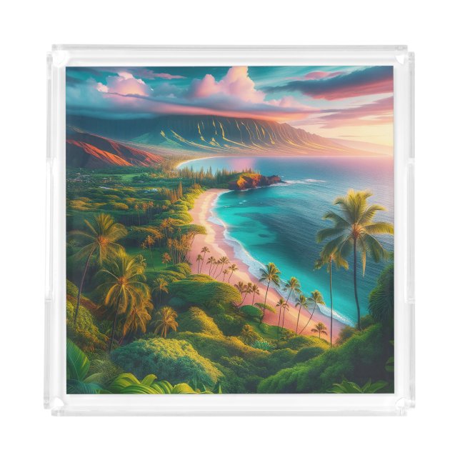 Tropical Maui Island Paradise Acrylic Tray (Front)