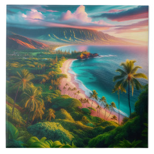 Tropical Maui Island Paradise Ceramic Tile