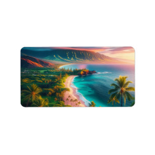 Tropical Maui Island Paradise Label