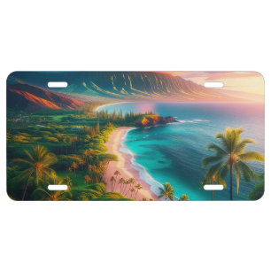 Tropical Maui Island Paradise License Plate