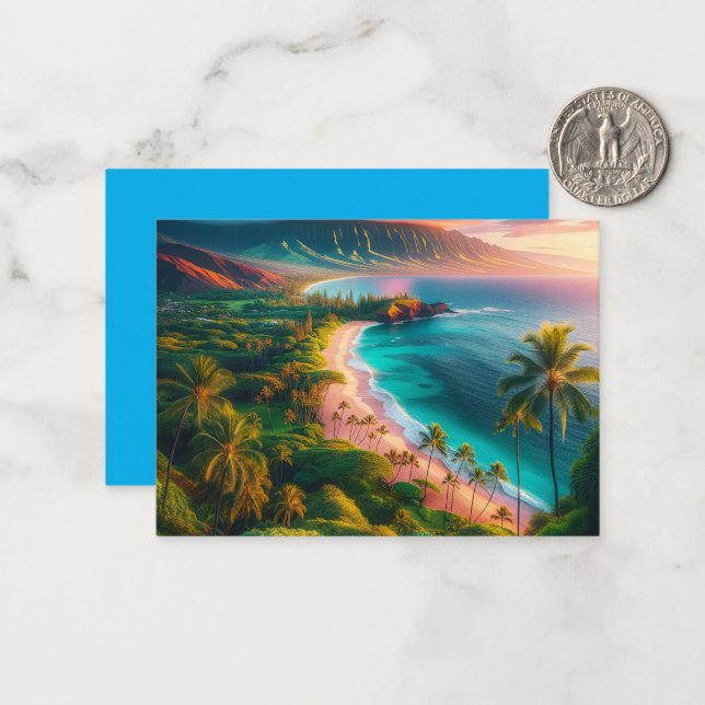 Tropical Maui Island Paradise Note Card (Front/Back In Situ)