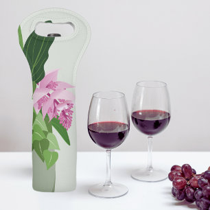 Tropical Medinilla Pink Flower in Green Vase Wine Bag