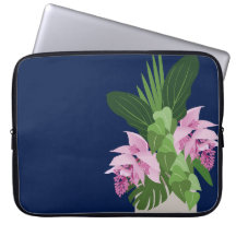 Tropical Medinilla Pink Flower Vase on Dark Blue