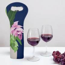 Tropical Medinilla Pink Flower Vase on Dark Blue