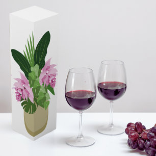 Tropical Medinilla Pink Flower Yellow Vase White Wine Box