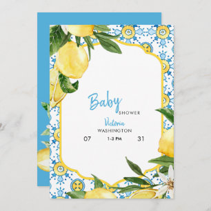 Tropical Mediterranean Blue Baby Shower Invitation