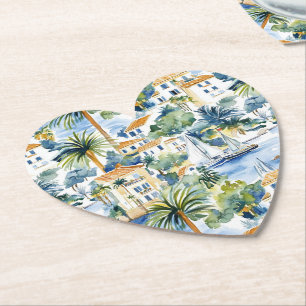 Tropical Mediterranean Wedding  Paper Coaster