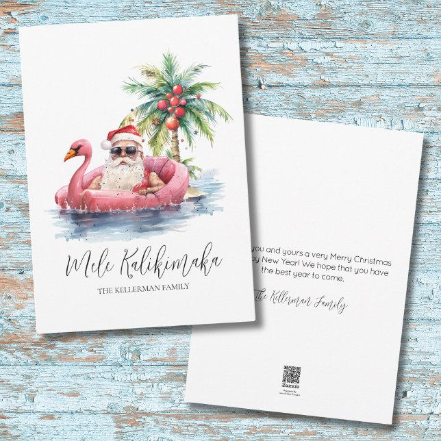 Tropical Mele Kalikimaka Christmas Holiday Card (Santa Claus Tropical Mele Kalikimaka Christmas Holiday Card)