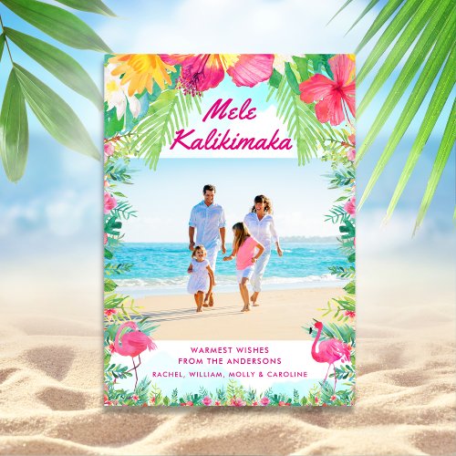 Tropical Mele Kalikimaka Christmas Photo Holiday Card