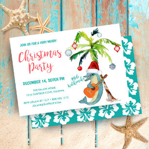 Tropical Mele Kalikimaka Dolphin Christmas Party Invitation