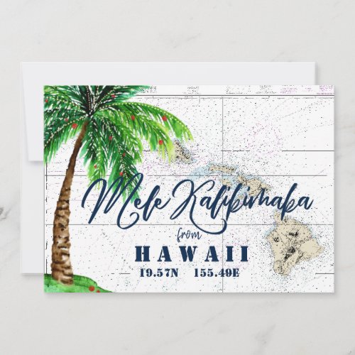 Tropical Mele Kalikimaka Nautical Christmas Holiday Card