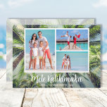 Tropical Mele Kalikimaka Photo Holiday Card<br><div class="desc">Share your favorite Hawaiian vacation or warm weather photos with this fun tropical palm trees holiday card with Mele Kalikimaka and your names in chic white text. Select Matte for heaviest paper and high definition for best print quality.</div>