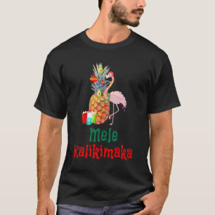 Tropical Mele Kalikimaka Pineapple Flamingo Christ T-Shirt