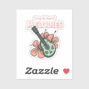 Tropical Melodies Ukulele Floral Art Sticker