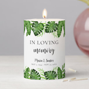 Tropical Memorial Personalized Celebration of Life Pillar Candle
