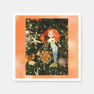 Tropical Mermaid Under the Sea Christmas Holiday Napkins