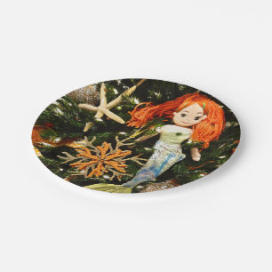 Tropical Mermaid Under the Sea Christmas Holiday Paper Plates