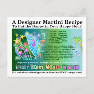 Tropical Merry Berry Mojito Martini Recipe Card