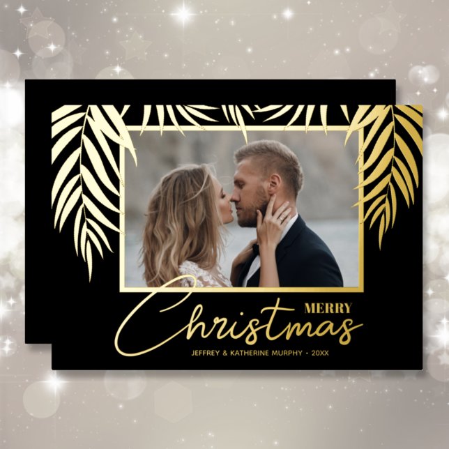 Tropical Merry Christmas Photo Foil Holiday Card (Creator Uploaded)