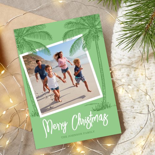 Tropical Merry Christmas Photo Holiday Card