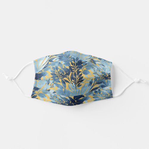 Tropical Metallic Blue Yellow Foliage Design Adult Cloth Face Mask