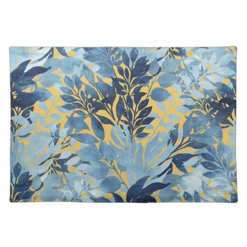 Tropical Metallic Blue Yellow Foliage Design Cloth Placemat