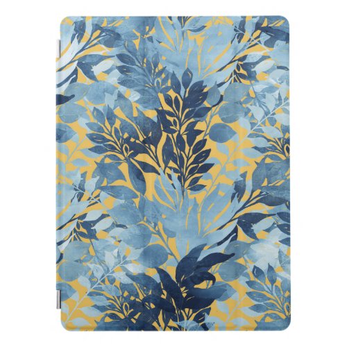 Tropical Metallic Blue Yellow Foliage Design iPad Pro Cover