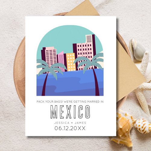 Tropical Mexico Destination Wedding Save the Date Announcement Postcard